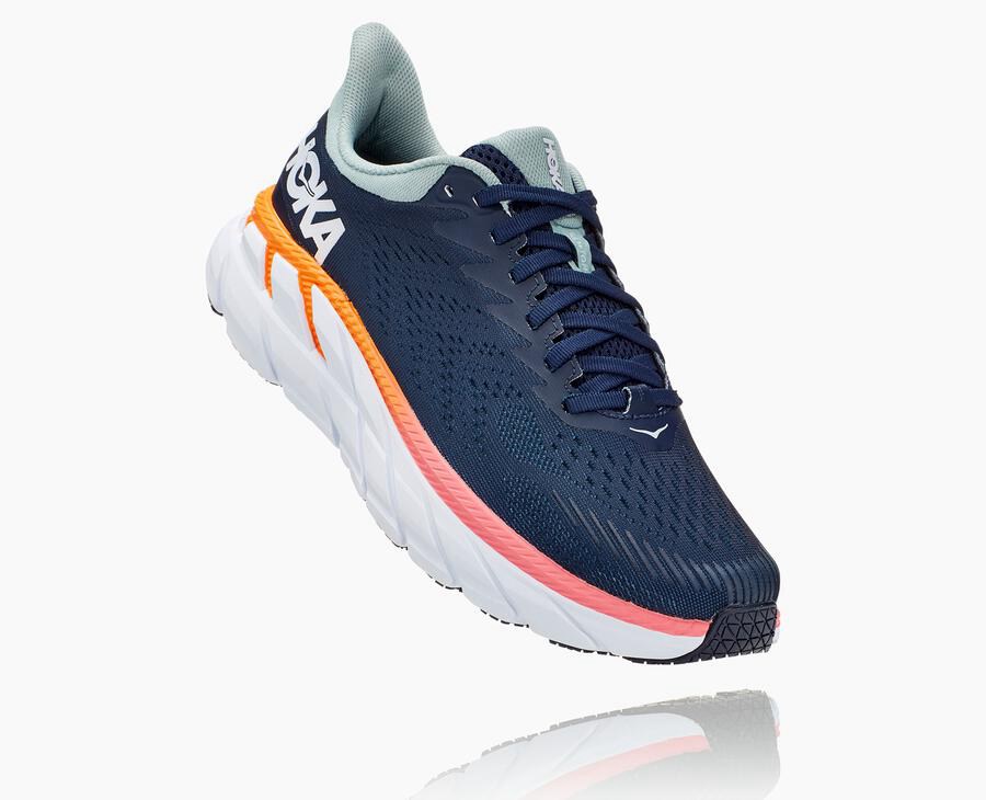 Hoka One One Løbesko Dame - Clifton 7 - Mørkeblå/Hvide - 670458ADF